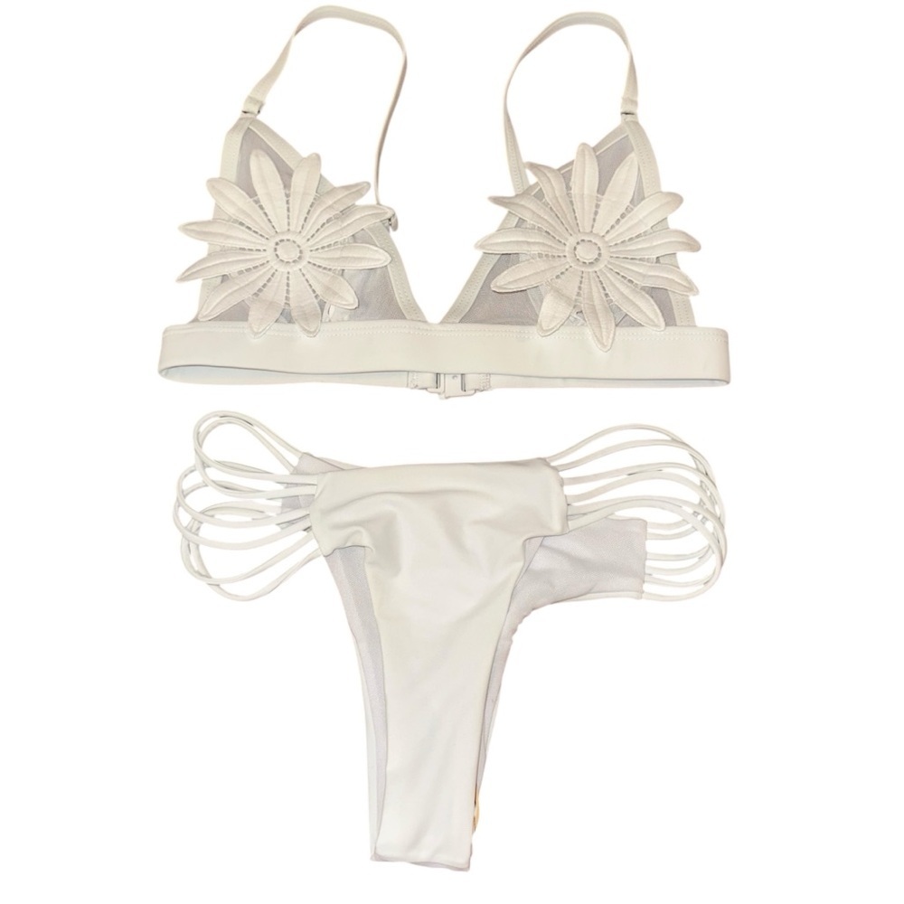 White Floral Bikini Set